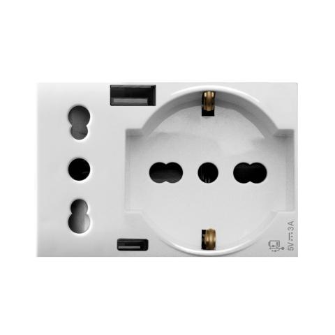 Immagine per PRESA SCHUKO+ITA+USB A/C DOMUS 3M da Sacchi elettroforniture