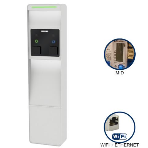 Immagine per VIARIS CITY+ BBT2E22ETH 22 kW + 22 kW,  2 prese TIPO 2 e SHUTTER,WiFi+Ethernet, 2 contatori di energia MID, lettore carte RFID da Sacchi elettroforniture